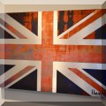 A11. British flag print on brushed metal signed Parvez. 